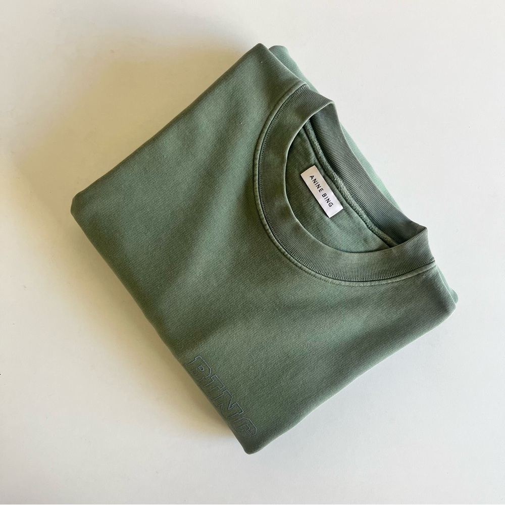 Anine Bing Cody Sweatshirt Bing Live in Green Size M - Picture 12 of 14